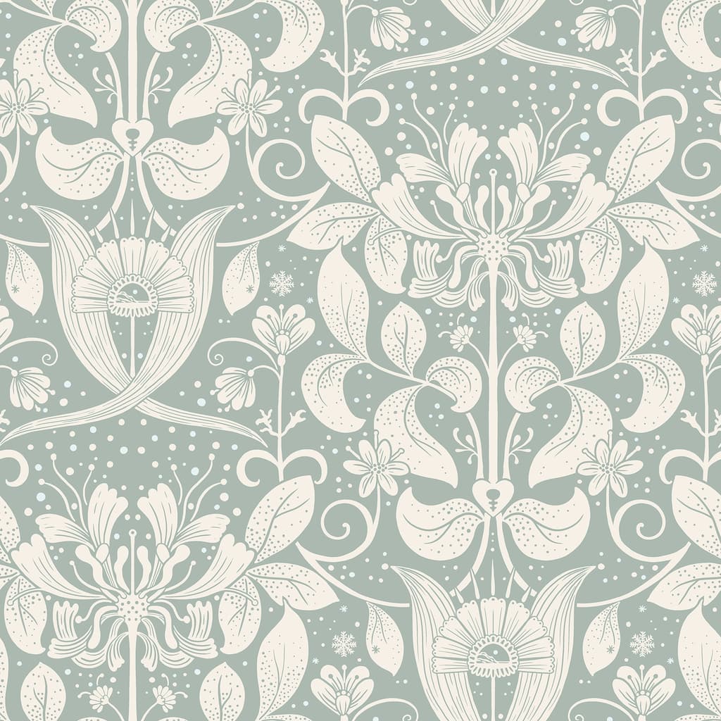 A-Street Prints Berit Blue Floral Crest Wallpaper