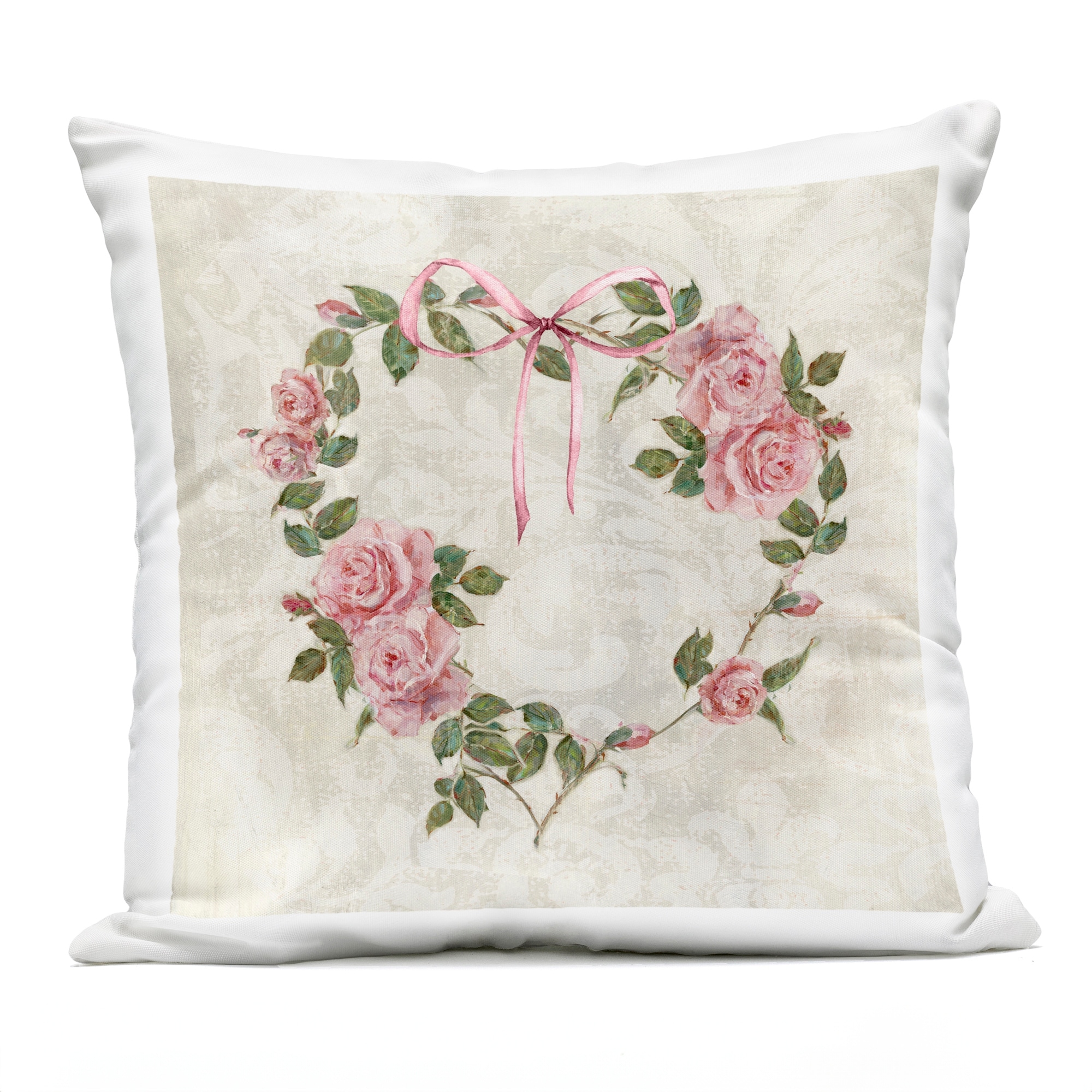 Stupell Garden Heart Wreath Printed Outdoor Throw Pillow Design by Sally Swatland