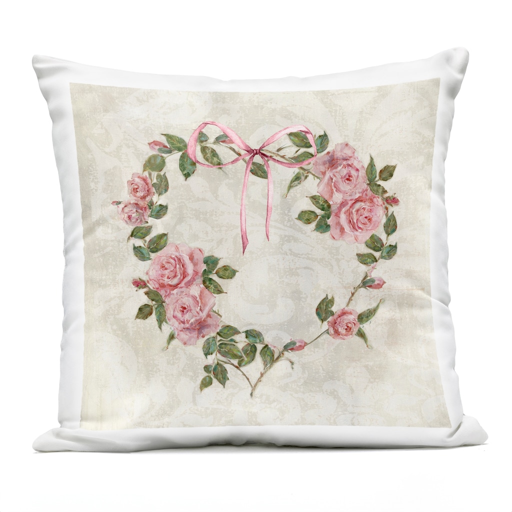 Stupell Garden Heart Wreath Printed Outdoor Throw Pillow Design by Sally Swatland