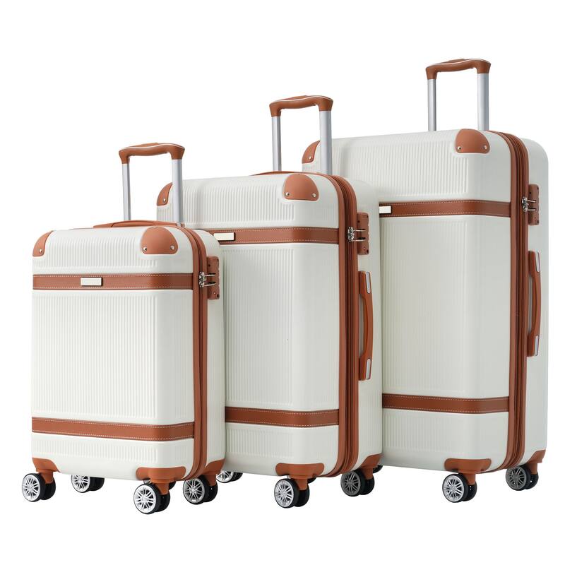 3 Piece Hardside Lightweight Luggage Sets with Double Spinner 8 Wheels and TSA Lock