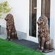 preview thumbnail 1 of 63, Glitzhome Set of 2 MGO Majestic Sitting Guardian Lion Statues Porch Sculpture Outdoor Indoor 36.25"H Bronze