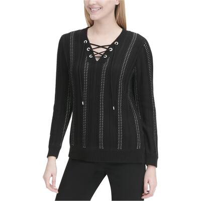 Calvin Klein Womens Lace-Up Pullover Sweater