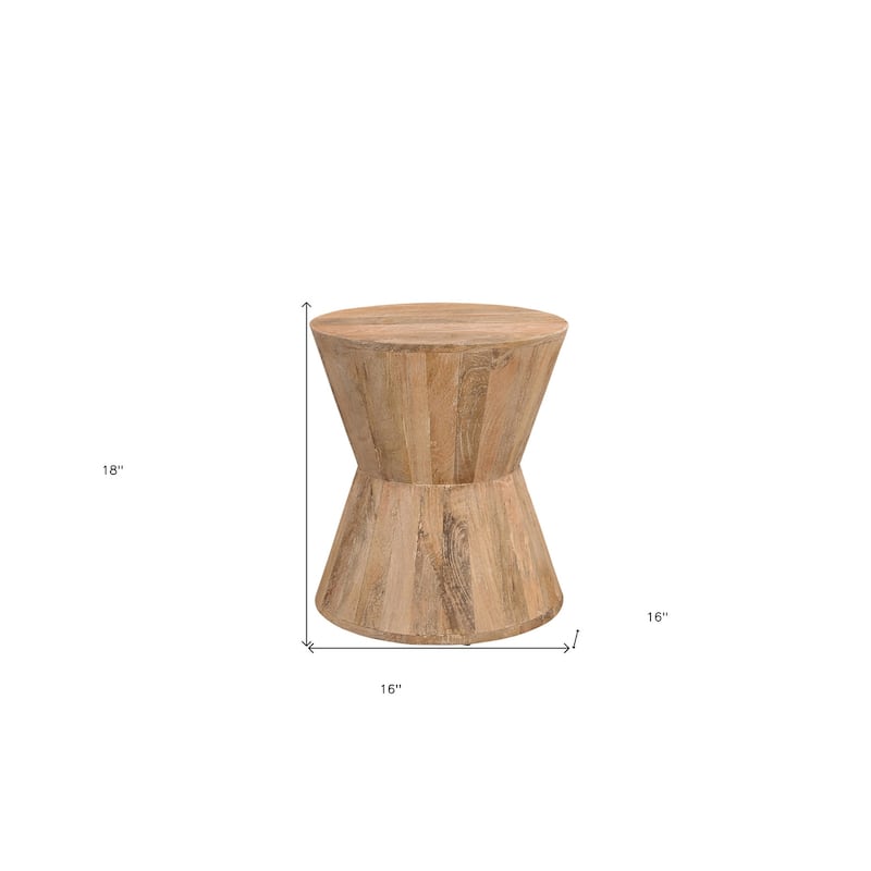 HomeRoots 18" Wood Brown And Brown Wood Solid Wood Round End Table - 16' X '18' X '16