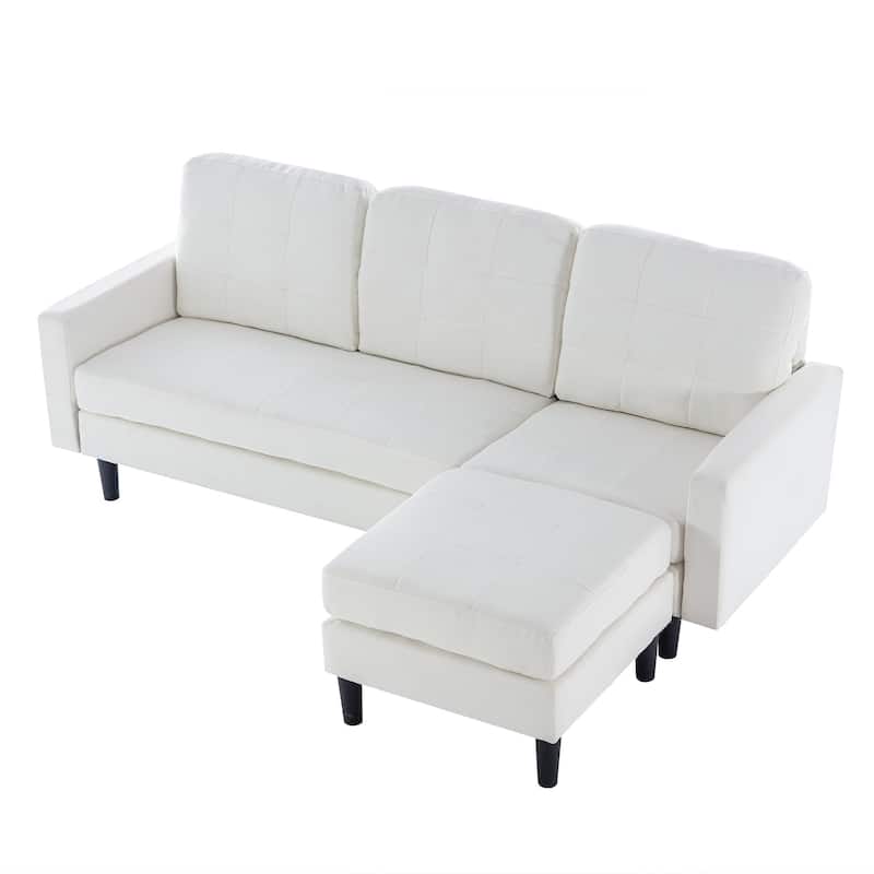 Javlergo Convertible Sectional Sofa, L Shaped Couch with Linen Fabric, Reversible 3-Seater Lounge Couch for Living Room