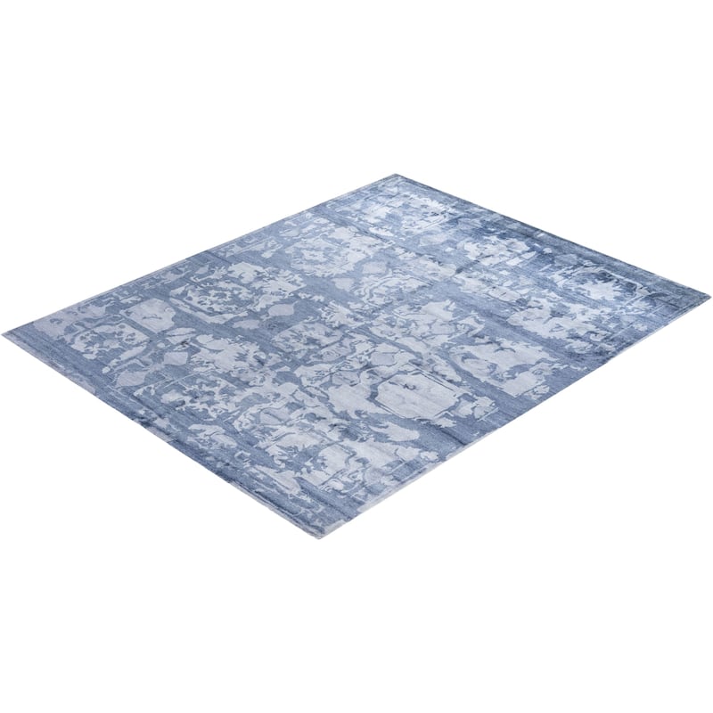 Modern One-of-a-Kind Hand-Knotted Area Rug - Gray, 8' 2" x 10' 1" - 8' 2" x 10' 1"