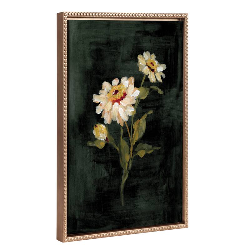 Kate and Laurel Sylvie Beaded White Zinnia Canvas by Annie Quigley - 18x24
