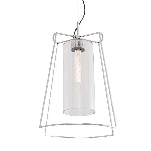 Wide 1-Light Hanging Ceiling Pendant Light - 20" - Polished Nickel ...