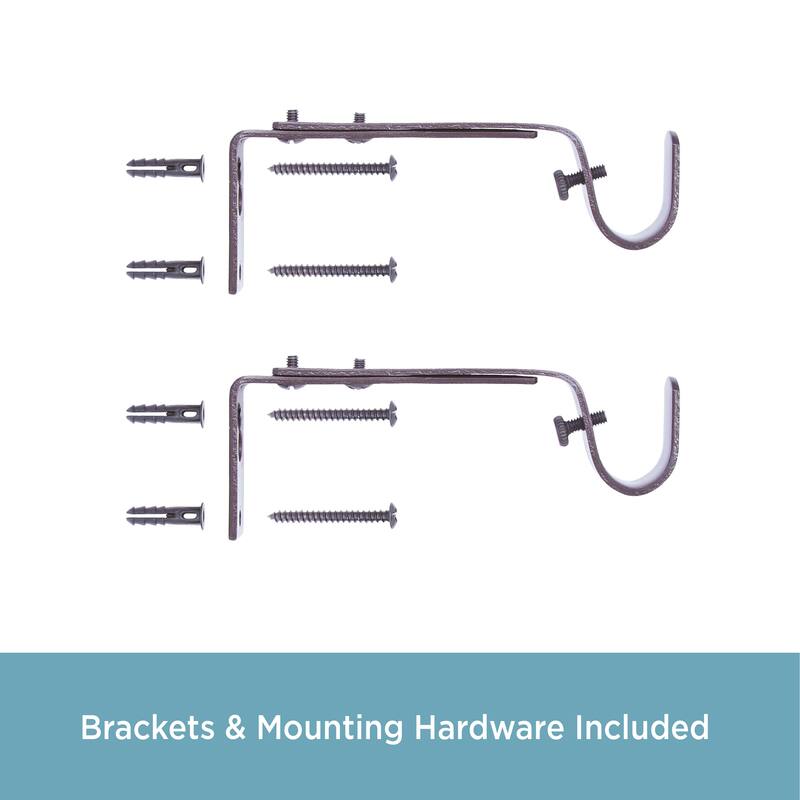 Kenney® 3/4" Adjustable 4.5-6.125" Curtain Rod Mounting Brackets, Set of 2, Black