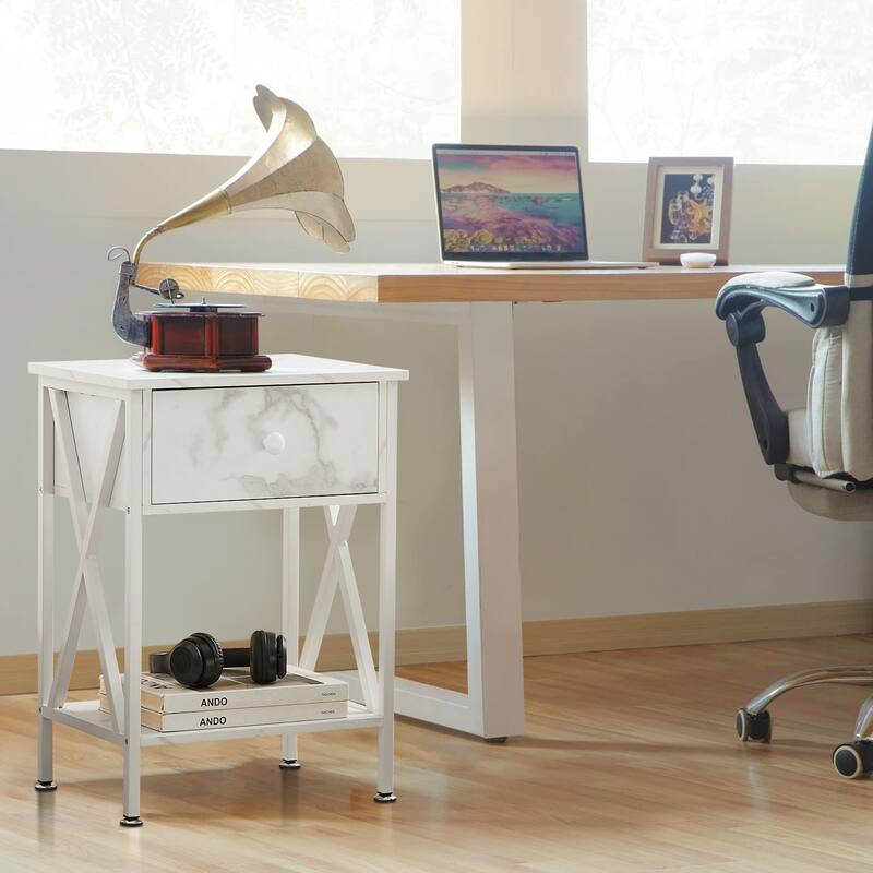 3-Pieces Bed Frame with Wood Headboard and Modern Nightstands Set of 2