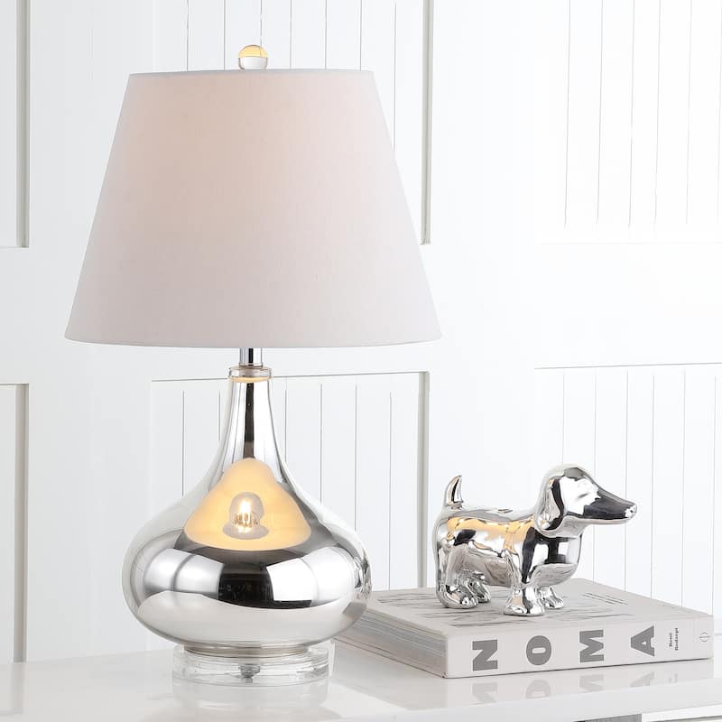 SAFAVIEH Lighting Shanda 24-inch Gourd Glass White Table Lamp (Set of 2) - 14"x14"x24" - 14Wx14Dx24H