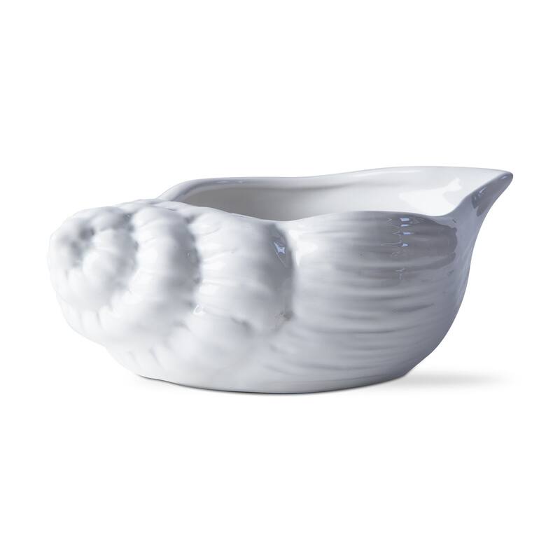 White Ceramic Conch Serving Bowl 50oz Dishwasher Safe Everyday Use 391 in h x 1075 in l x 75 in w