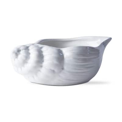 White Ceramic Conch Serving Bowl 50oz Dishwasher Safe Everyday Use 391 in h x 1075 in l x 75 in w