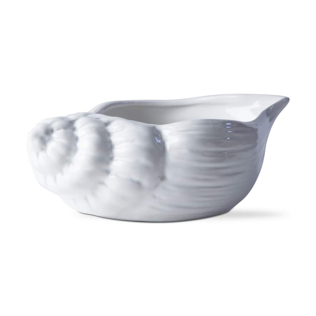 White Ceramic Conch Serving Bowl 50oz Dishwasher Safe Everyday Use 391 in h x 1075 in l x 75 in w