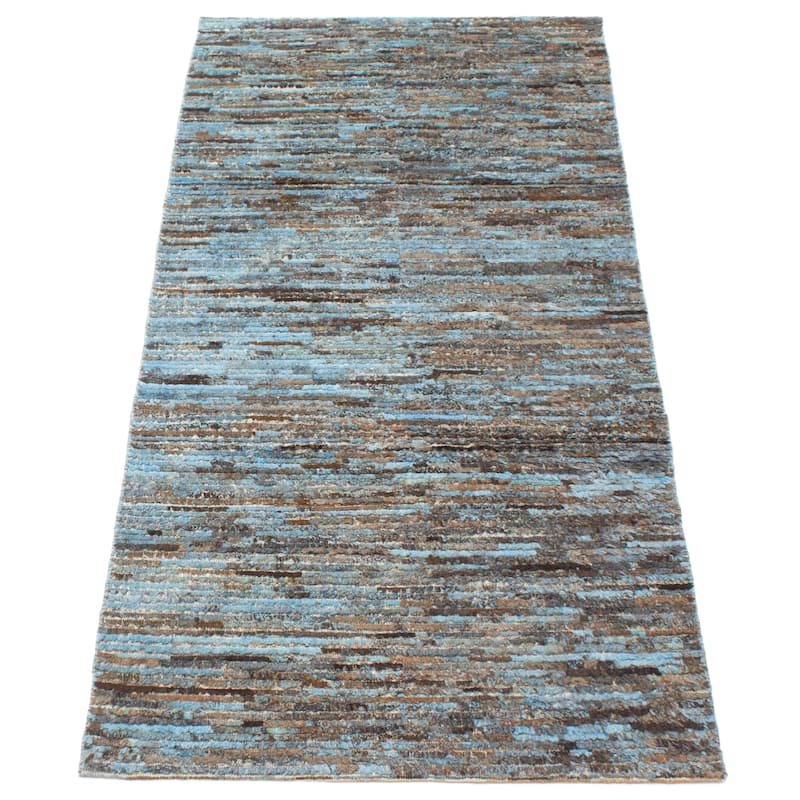 ECARPETGALLERY Hand-knotted Tangier Blue Wool Rug - 3'1 x 7'8
