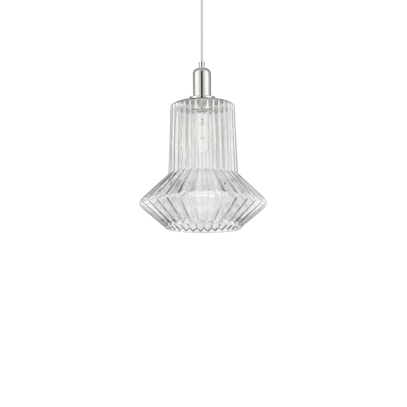Innovations Lighting 716-1P-16-12 Springwater Pendant Springwater 12" - Polished Nickel / Clear Fluted