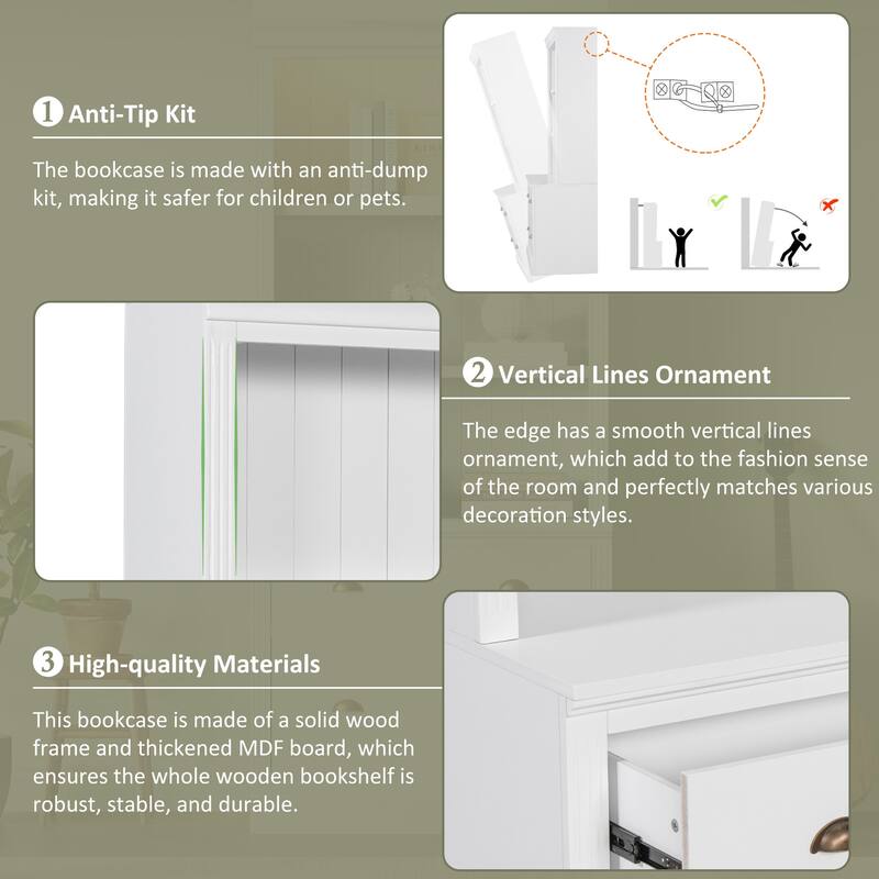 Merax Modern 2-Piece Bookcase Suite with LED Lighting and Adjustable Shelves