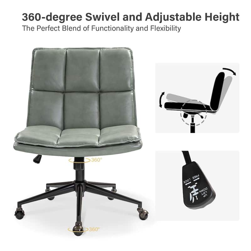 Judy Mid-century Modern Oversize Faux Leather Swivel Tilting Task Office Chair By HULALAHOME
