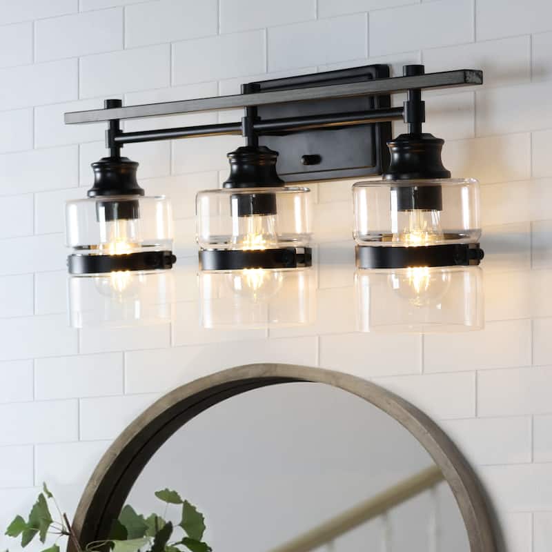 ExBrite 3-lights Bathroom Dimmable Black Vanity Lights Modern Wall Sconce Lighting - 3-Lights - Black