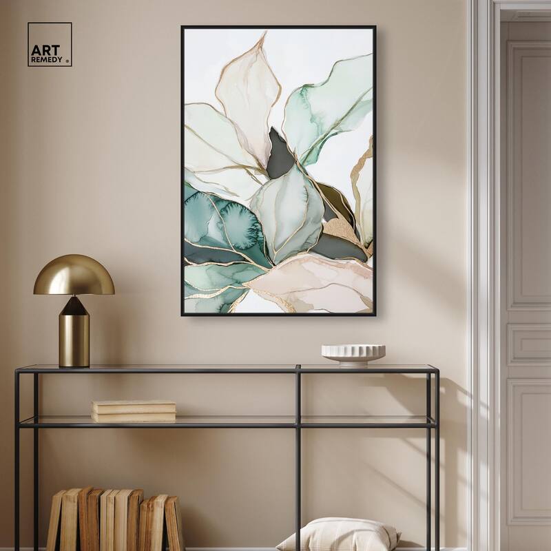 Pastel Leaves with Gold III Canvas by Art Remedy