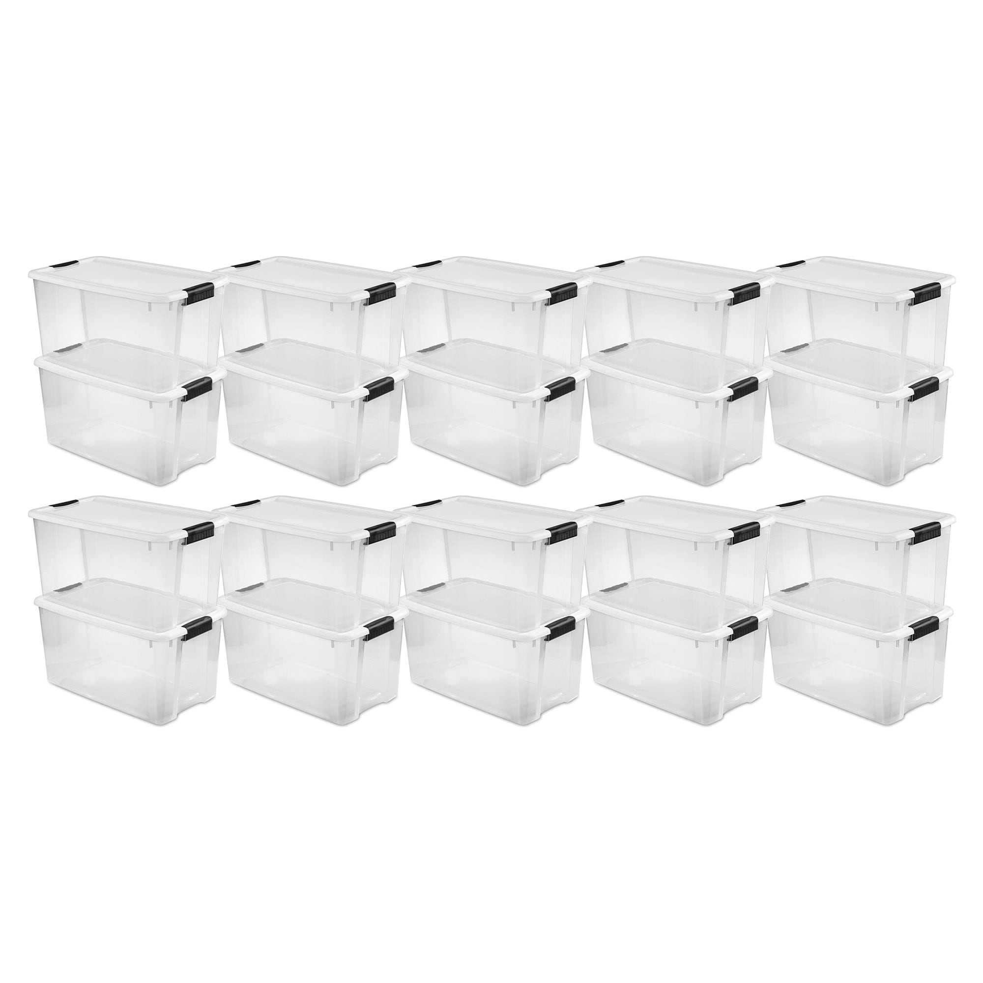Plastic Storage Container Bins With Lids 70 Quart Tote Box Titanium Set of  4