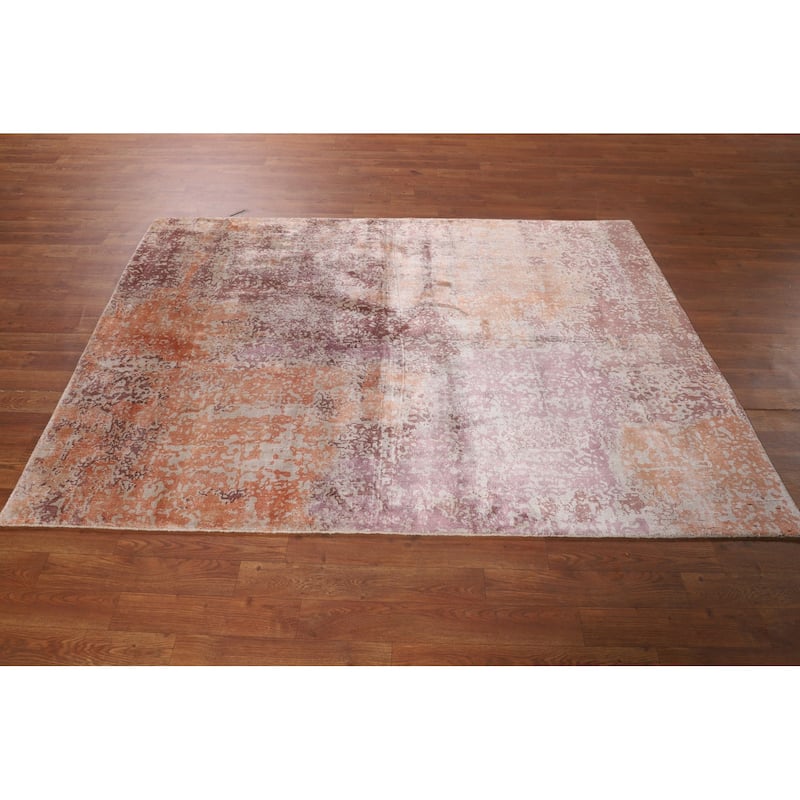 Contemporary Abstract Indian Area Rug Hand-Knotted Wool Carpet - 4'7"x 6'4"