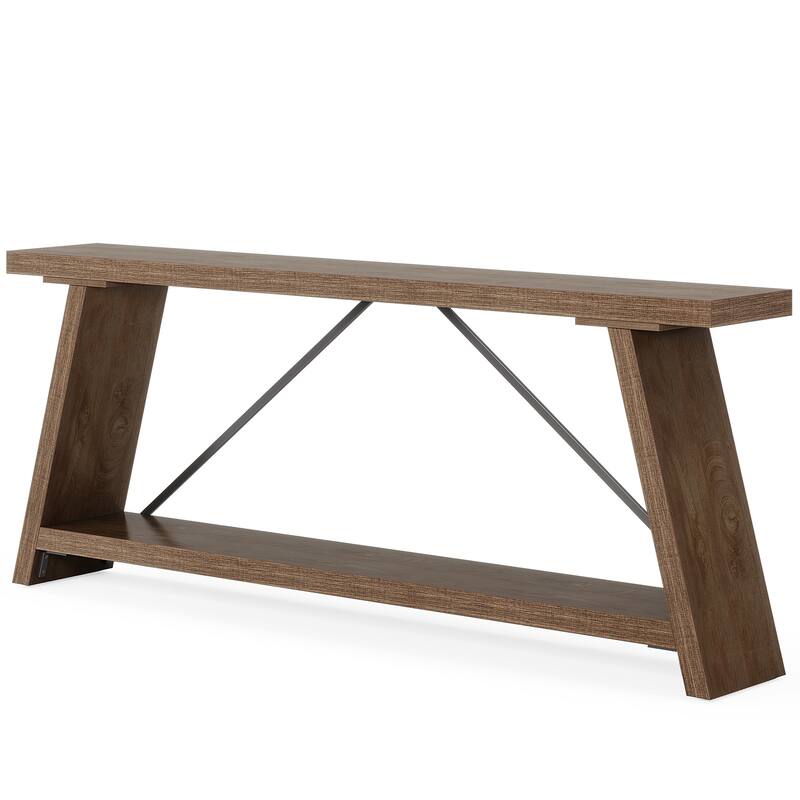 70.9" Extra Long Industrial Console Table Behind Couch with Storage Shelves for Living Room, Foyer