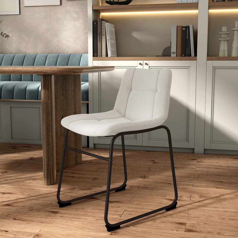 Furniture of America Eamon Modern Chenille Padded Dining Chairs (Set of 2) - White - Dining Height
