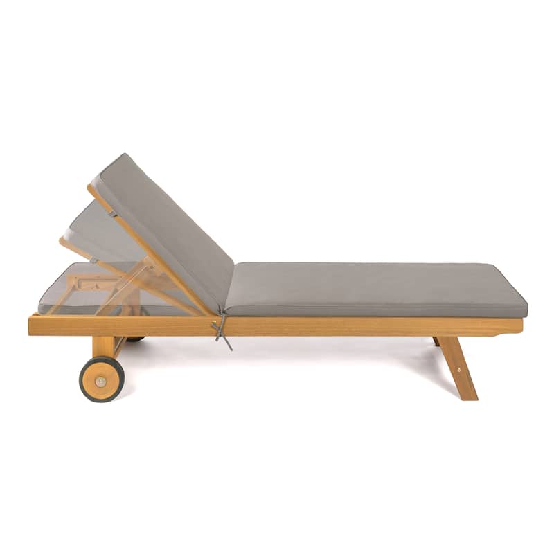 Adjustable Outdoor Chaise Lounge w/ Cushion & Wheels - JONATHAN Y