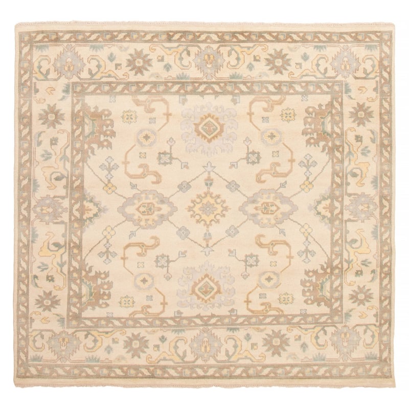 ECARPETGALLERY Hand-knotted Royal Oushak Cream Wool Rug - 8'1 x 7'8 - Cream - 8'1 x 7'8