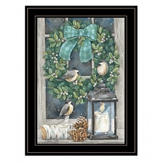 Winter Wreath 2 Black Framed Print Wall Art
