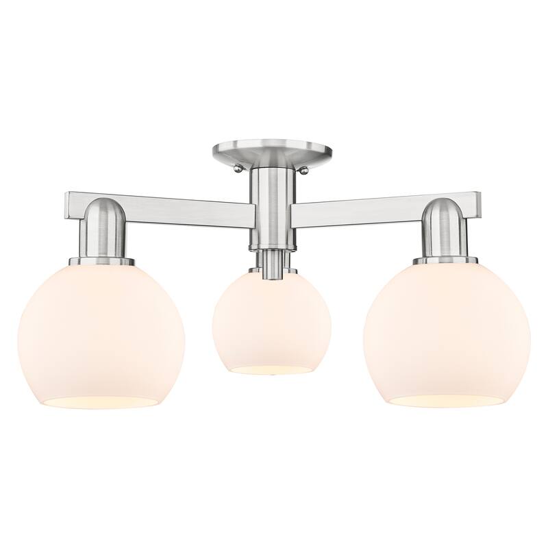 Innovations Lighting Endless Possibilities Arcadia - Athens - 3 Light 23" Semi-Flush Mount - Matte White/Brushed Satin Nickel