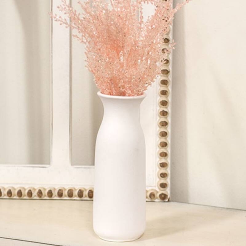 9.25 Inch White Ceramic Tall Vase for Home Decoration