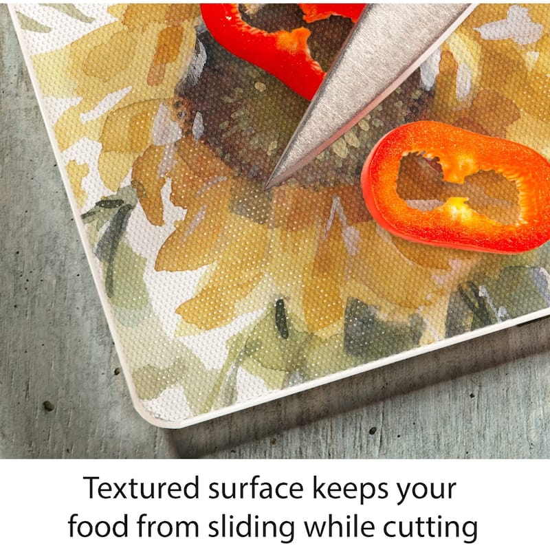 CounterArt Sunflowers Forever 3mm Heat Tolerant Tempered Glass Cutting Board 15" x 12" Made in the USA Dishwasher Safe