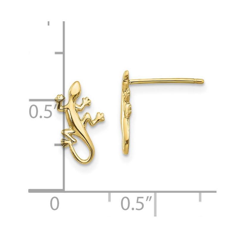 Curata 10k Yellow Gold Polished 12x8mm Gecko Post Earrings