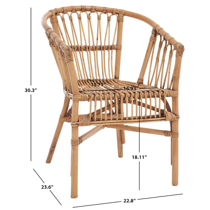 SAFAVIEH Silia Rattan Accent Chairs (Set of 2) - 22.8" W x 23.6" L x 30.3" H - 23Wx24Dx30H