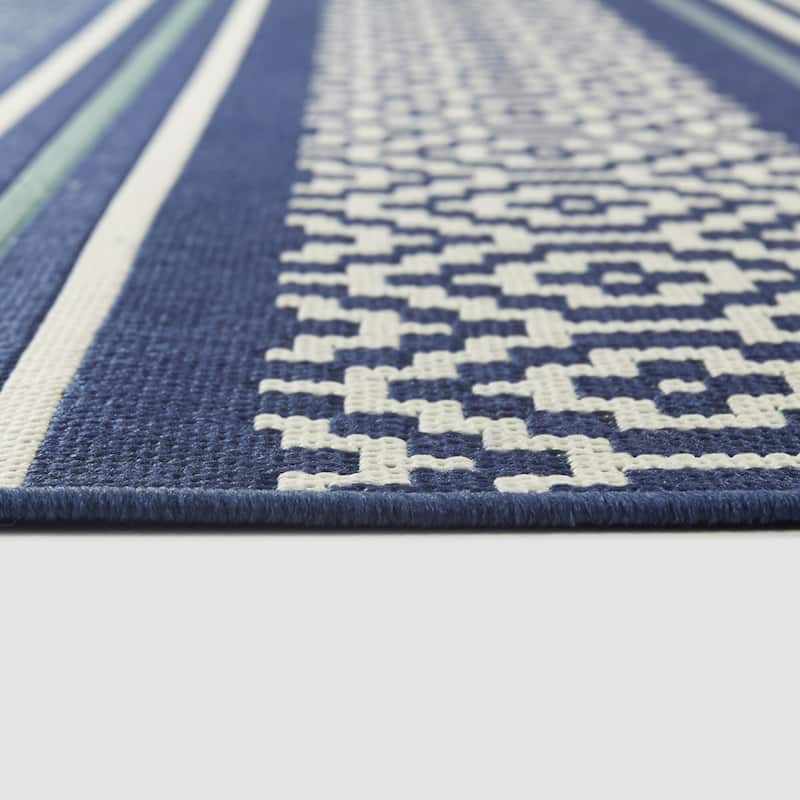 Alain Transitional Stripe Indoor/Outdoor Area Rug