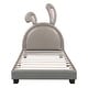 preview thumbnail 4 of 25, Twin Size Upholstered Leather Platform Bed with Rabbit Ornament