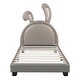 preview thumbnail 4 of 25, Twin Upholstered Leather Platform Bed with Rabbit Ornament