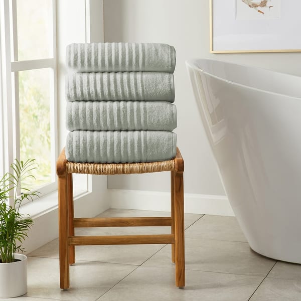 Linery & Co. Combed Cotton Bath Towel Set - Bath Towel (Pack of 4) - Sage Green