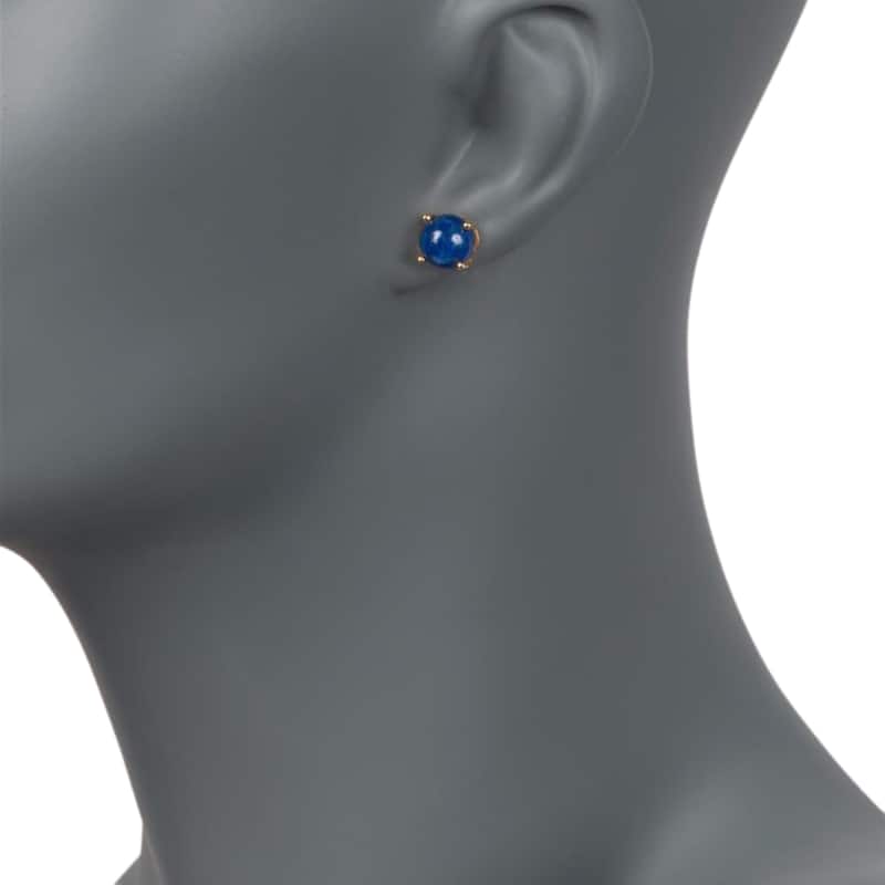 18K Yellow Over Sterling Silver 8mm Round Genuine Gemstone Stud Earrings