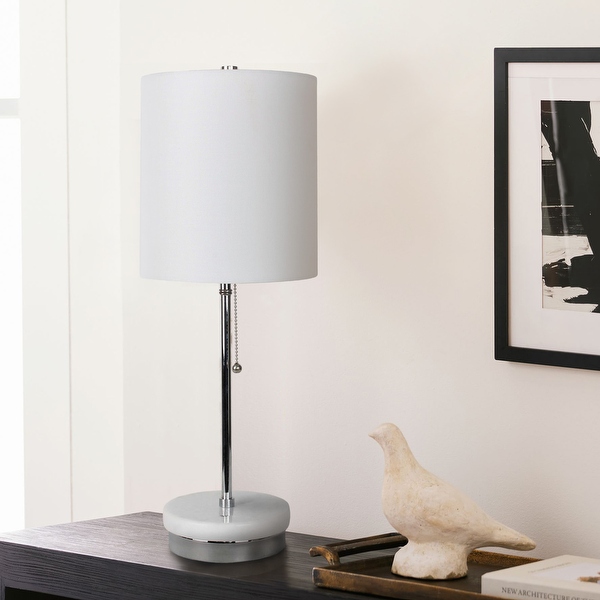 22 H Modern Real White Marble Stick LED Table Lamp