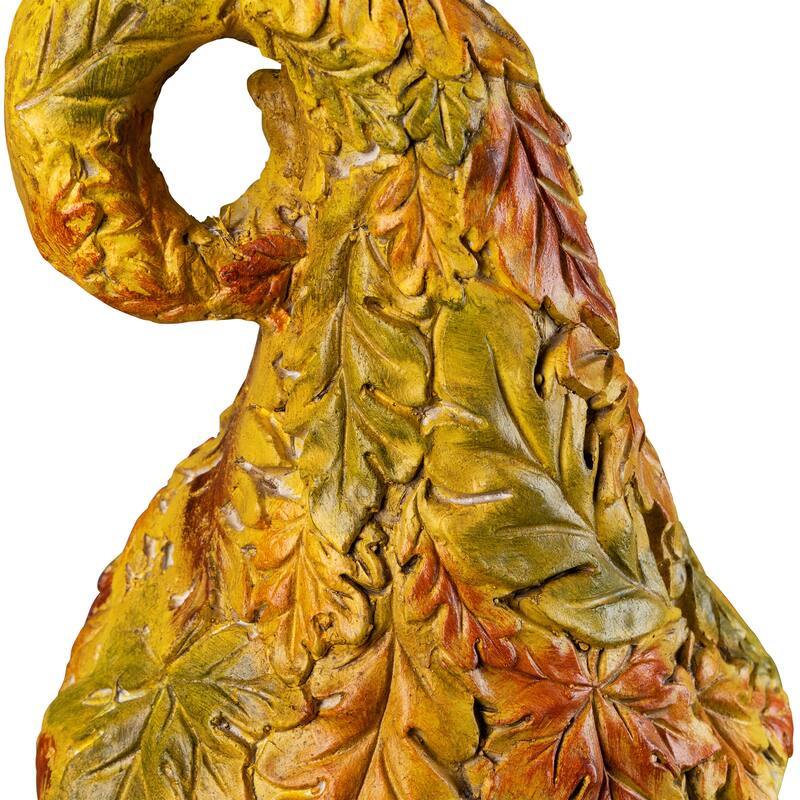 Fall Harvest Gnome in Maple Leaf Mushroom Hat Holding Bird - 16.5"