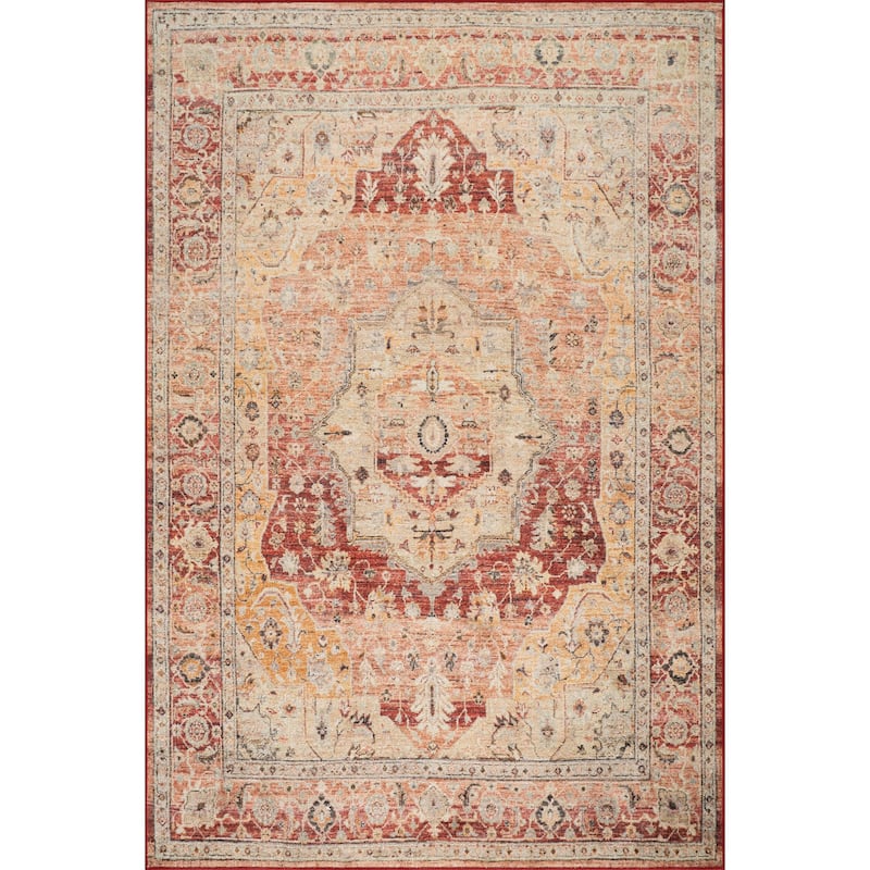 Nuloom Cirella Traditional Medallion Washable Area Rug - 7' 10" x 10' - Red - Rectangle