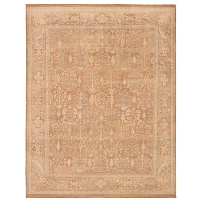 ECARPETGALLERY Hand-knotted Peshawar Finest Brown Wool Rug - 7'11 x 10'1