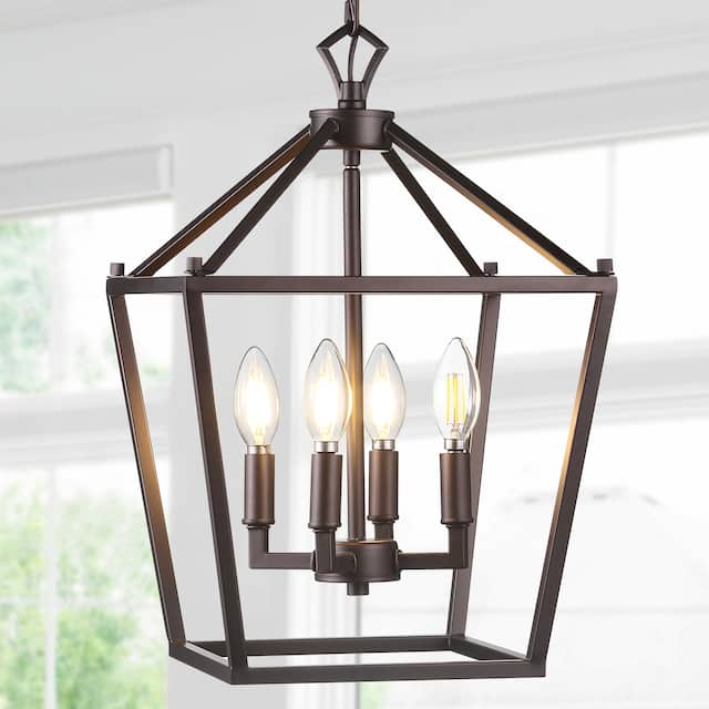 Marion Lantern Metal LED Pendant, by JONATHAN Y - Oil Rubbed Bronze - 12"