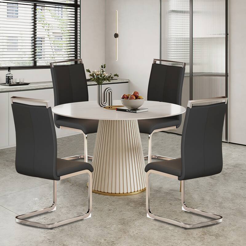 Dining Chairs,PU Faux Leather High Back Side Chair (Set of 4)