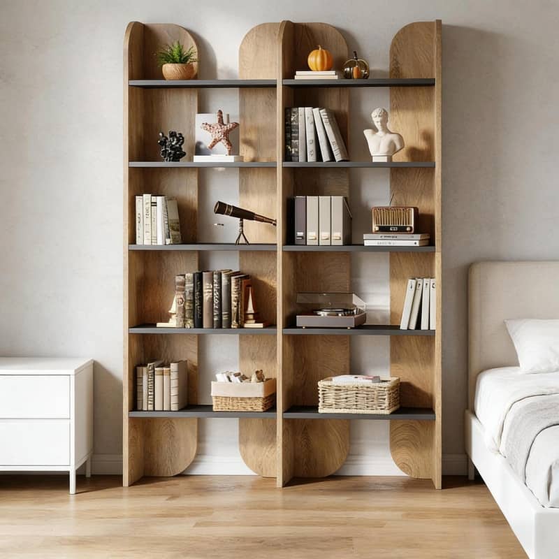 Modern 5-Tier Display Bookshelf - Spacious Bookcase Storage