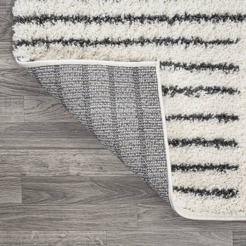 JONATHAN Y Elm Abstract Stripe Geometric Shag Area Rug