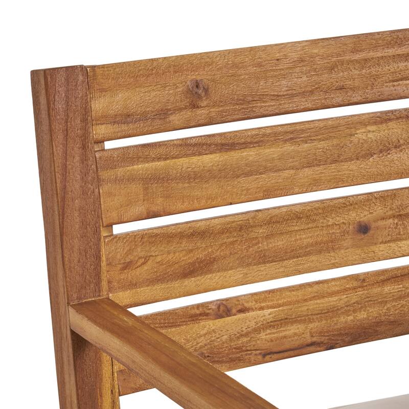 Roomfitters Outdoor Acacia Wood Dining Chairs Set of 2 with Slatted Back and Cushions