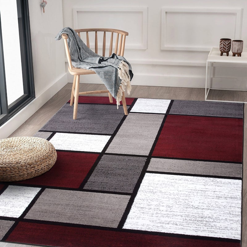 World Rug Gallery Contemporary Modern Boxed Color Block Area Rug
